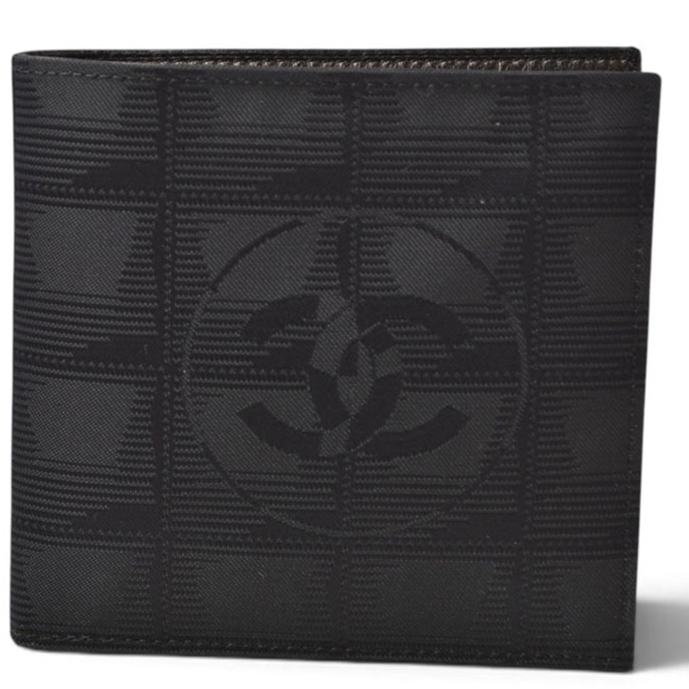 Chanel Bi-fold Wallet, CHANEL New Travel Line, Coco Mark, Black, Men's & Women's